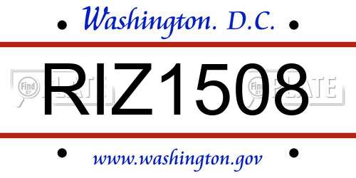 RIZ1508 District Of Columbia License Plate