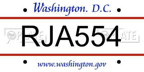 RJA554 District Of Columbia License Plate