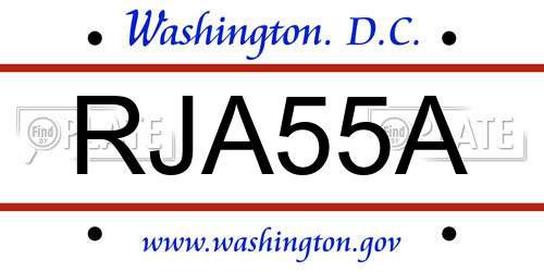 RJA55A District Of Columbia License Plate