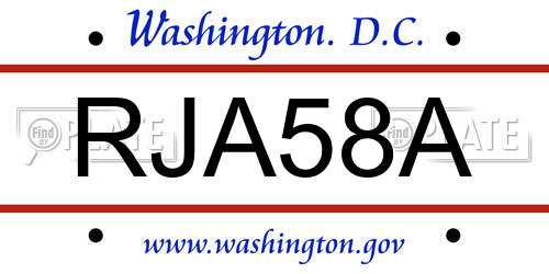 RJA58A District Of Columbia License Plate