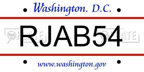 RJAB54 District Of Columbia License Plate