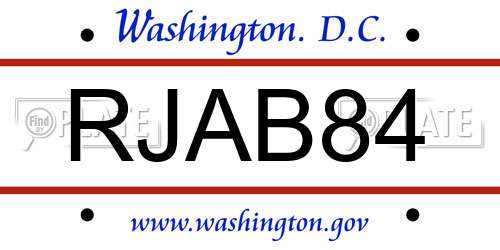 RJAB84 District Of Columbia License Plate