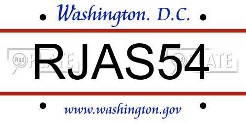RJAS54 District Of Columbia License Plate