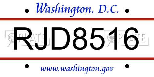 RJD8516 District Of Columbia License Plate