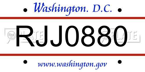 RJJ0880 District Of Columbia License Plate