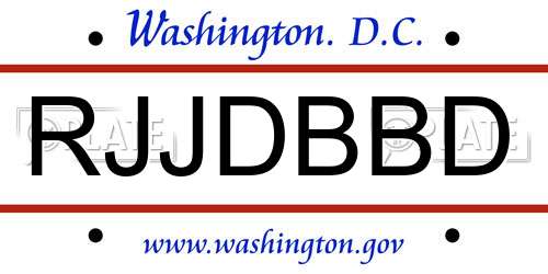 RJJDBBD District Of Columbia License Plate