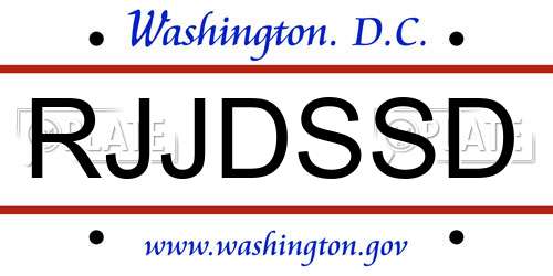 RJJDSSD District Of Columbia License Plate