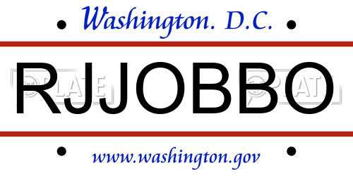 RJJOBBO District Of Columbia License Plate
