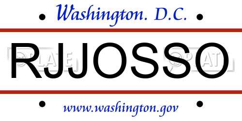 RJJOSSO District Of Columbia License Plate