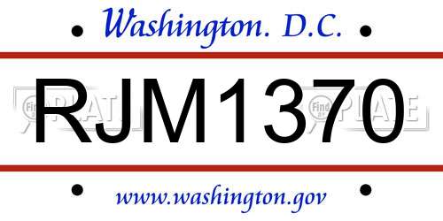 RJM1370 District Of Columbia License Plate