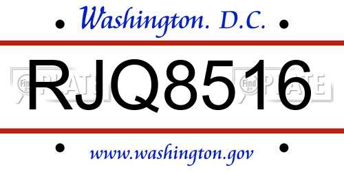 RJQ8516 District Of Columbia License Plate