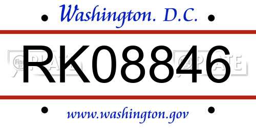RK08846 District Of Columbia License Plate