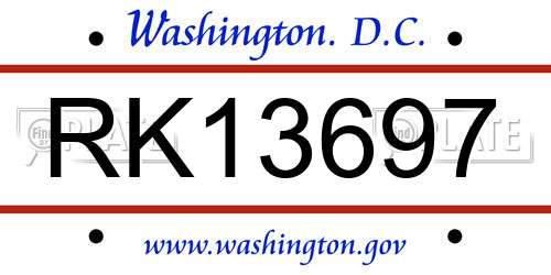 RK13697 District Of Columbia License Plate