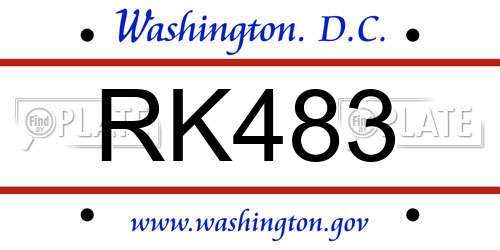 RK483 District Of Columbia License Plate