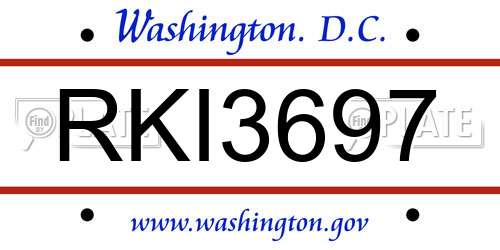 RKI3697 District Of Columbia License Plate