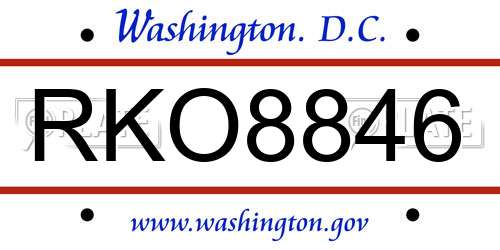 RKO8846 District Of Columbia License Plate