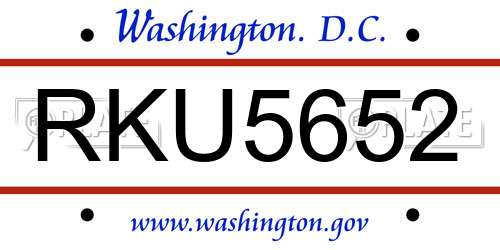 RKU5652 District Of Columbia License Plate
