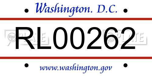 RL00262 District Of Columbia License Plate