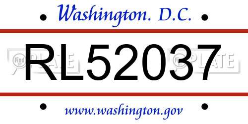 RL52037 District Of Columbia License Plate