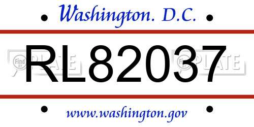 RL82037 District Of Columbia License Plate