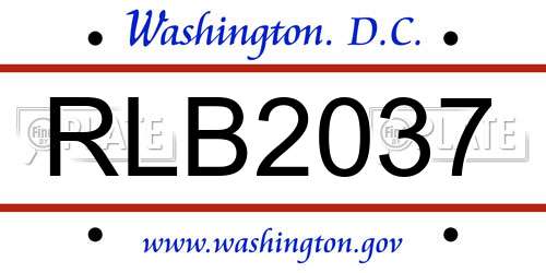 RLB2037 District Of Columbia License Plate