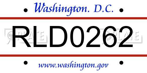 RLD0262 District Of Columbia License Plate