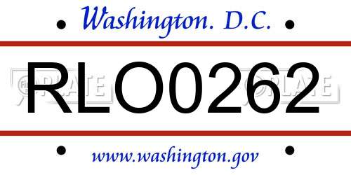 RLO0262 District Of Columbia License Plate