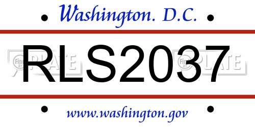 RLS2037 District Of Columbia License Plate