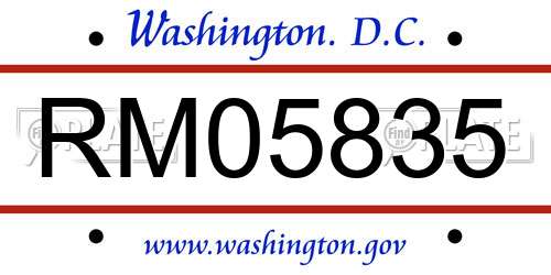 RM05835 District Of Columbia License Plate