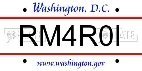 RM4R0I District Of Columbia License Plate