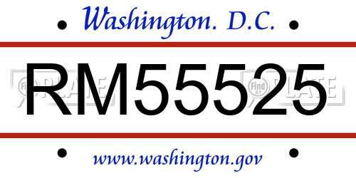 RM55525 District Of Columbia License Plate