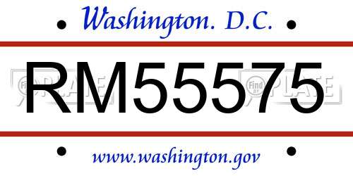 RM55575 District Of Columbia License Plate