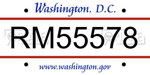 RM55578 District Of Columbia License Plate