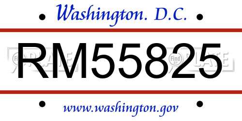RM55825 District Of Columbia License Plate