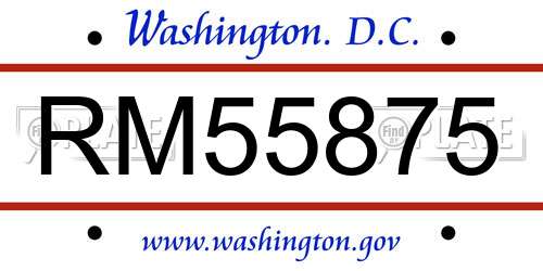 RM55875 District Of Columbia License Plate