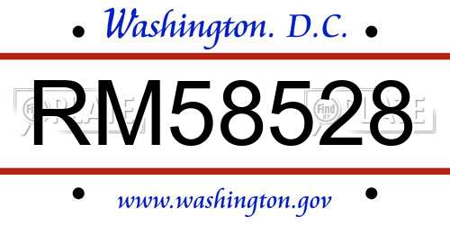 RM58528 District Of Columbia License Plate