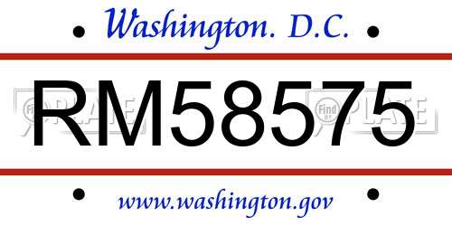 RM58575 District Of Columbia License Plate