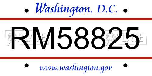RM58825 District Of Columbia License Plate