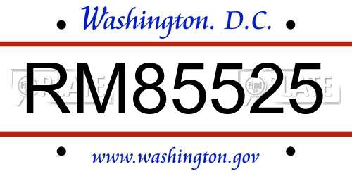 RM85525 District Of Columbia License Plate
