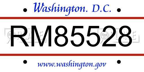 RM85528 District Of Columbia License Plate