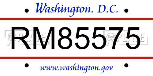 RM85575 District Of Columbia License Plate