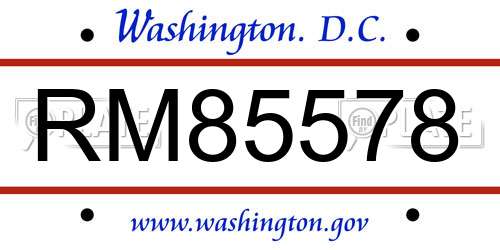 RM85578 District Of Columbia License Plate
