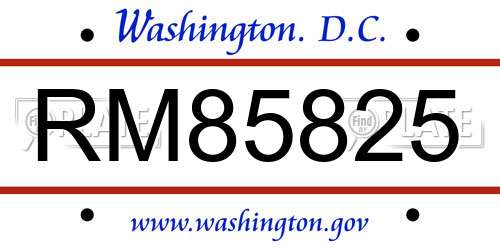 RM85825 District Of Columbia License Plate