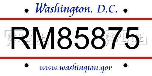 RM85875 District Of Columbia License Plate