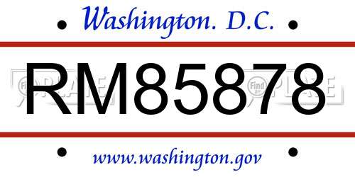 RM85878 District Of Columbia License Plate