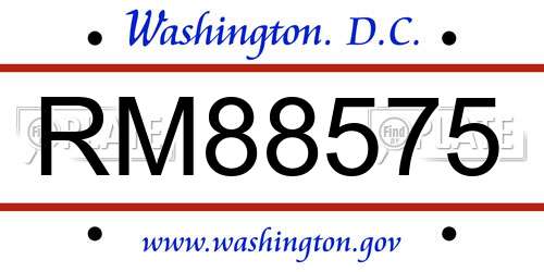 RM88575 District Of Columbia License Plate