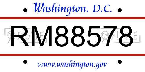 RM88578 District Of Columbia License Plate
