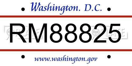 RM88825 District Of Columbia License Plate