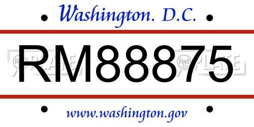 RM88875 District Of Columbia License Plate