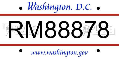 RM88878 District Of Columbia License Plate